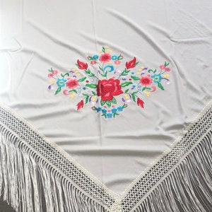 châle vintage Manton Rose pour piano