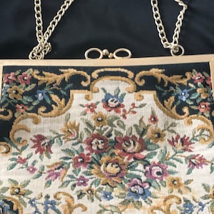 Französische Vintage Petit Point Gobelin Geldbörse