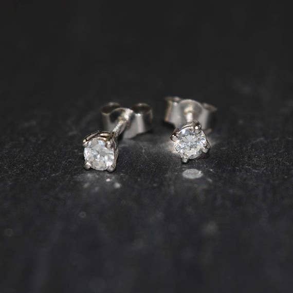 Platinum and Diamond Stud Earrings in Platinum Etsy UK