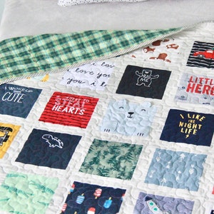 Onesie Quilt with borders around each square, T-shirt Quilt, Memory Quilt, First Year Quilt, Baby Clothes Keepsake Quilt, Heirloom Quilt image 5