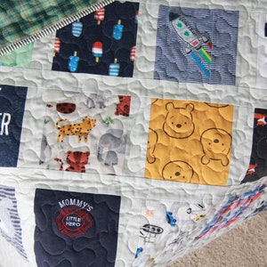 Onesie Quilt with borders around each square, T-shirt Quilt, Memory Quilt, First Year Quilt, Baby Clothes Keepsake Quilt, Heirloom Quilt image 6