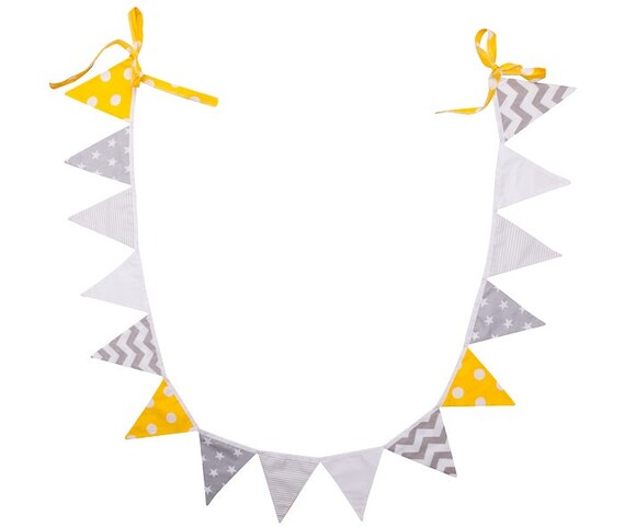 Wimpelkette Deko gelb und grau | Etsy