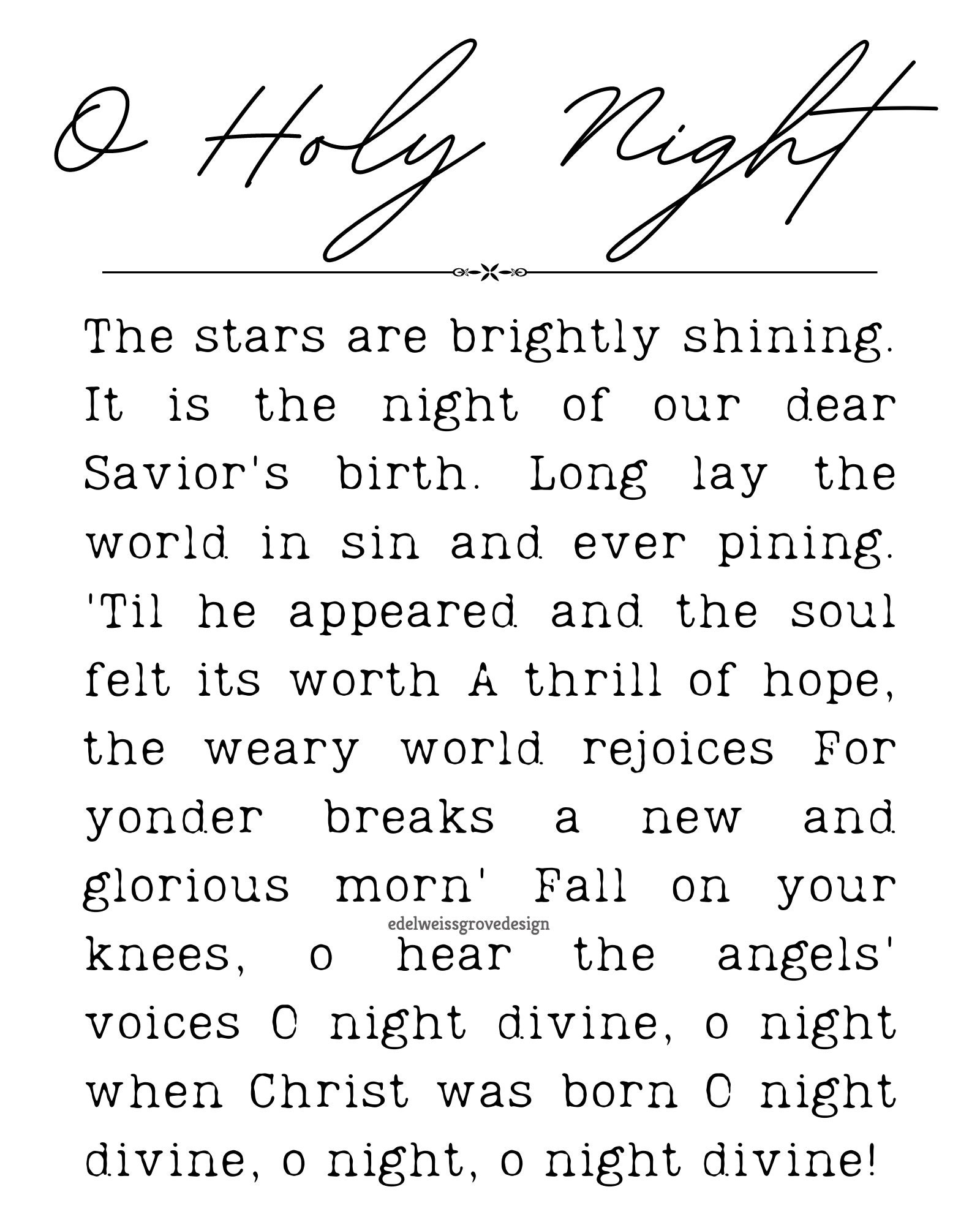 Oh Holy Night, Printable Christmas, Wall Art Printables, Christmas ...
