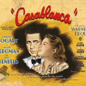 Vintage Inspired Casablanca Film Poster