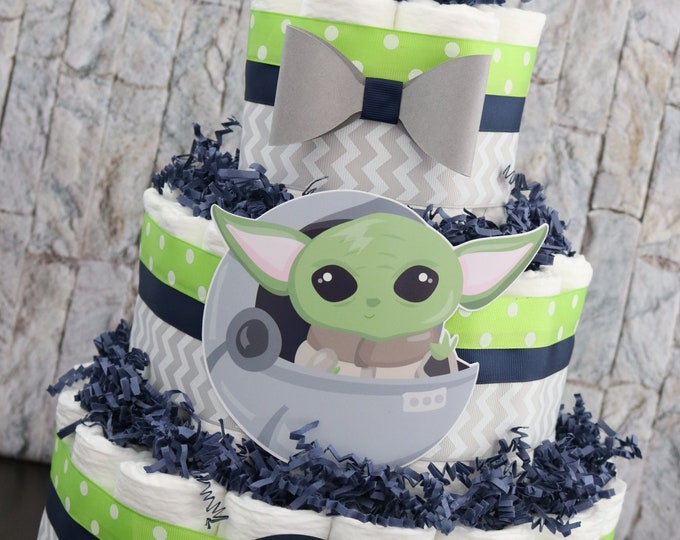 Baby Yoda Diaper Cake Star Wars Baby Shower Its a Boy Etsy