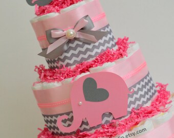 Blue Grey Chevron Safari Diaper Cake Elephant Diaper Cake Etsy