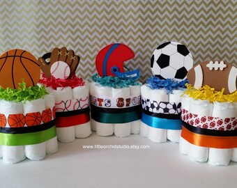 Sports Diaper Cake Boys Diaper Cake Baby Shower Center Etsy