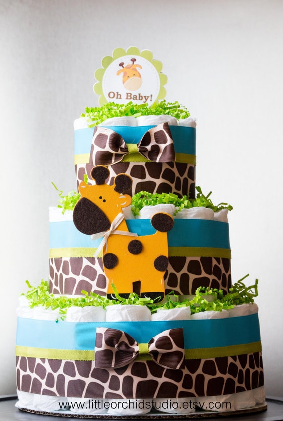 Safari Jungle Theme Baby Shower Giraffe Baby Shower Diaper Etsy