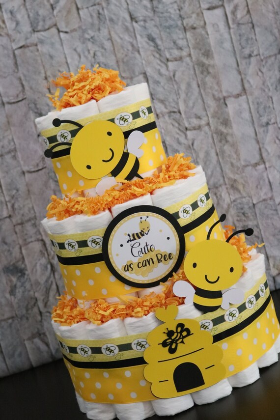 Bumble Bee Diaper Cake/ Neutral Diaper Cake/ Mommy to Bee Baby Etsy