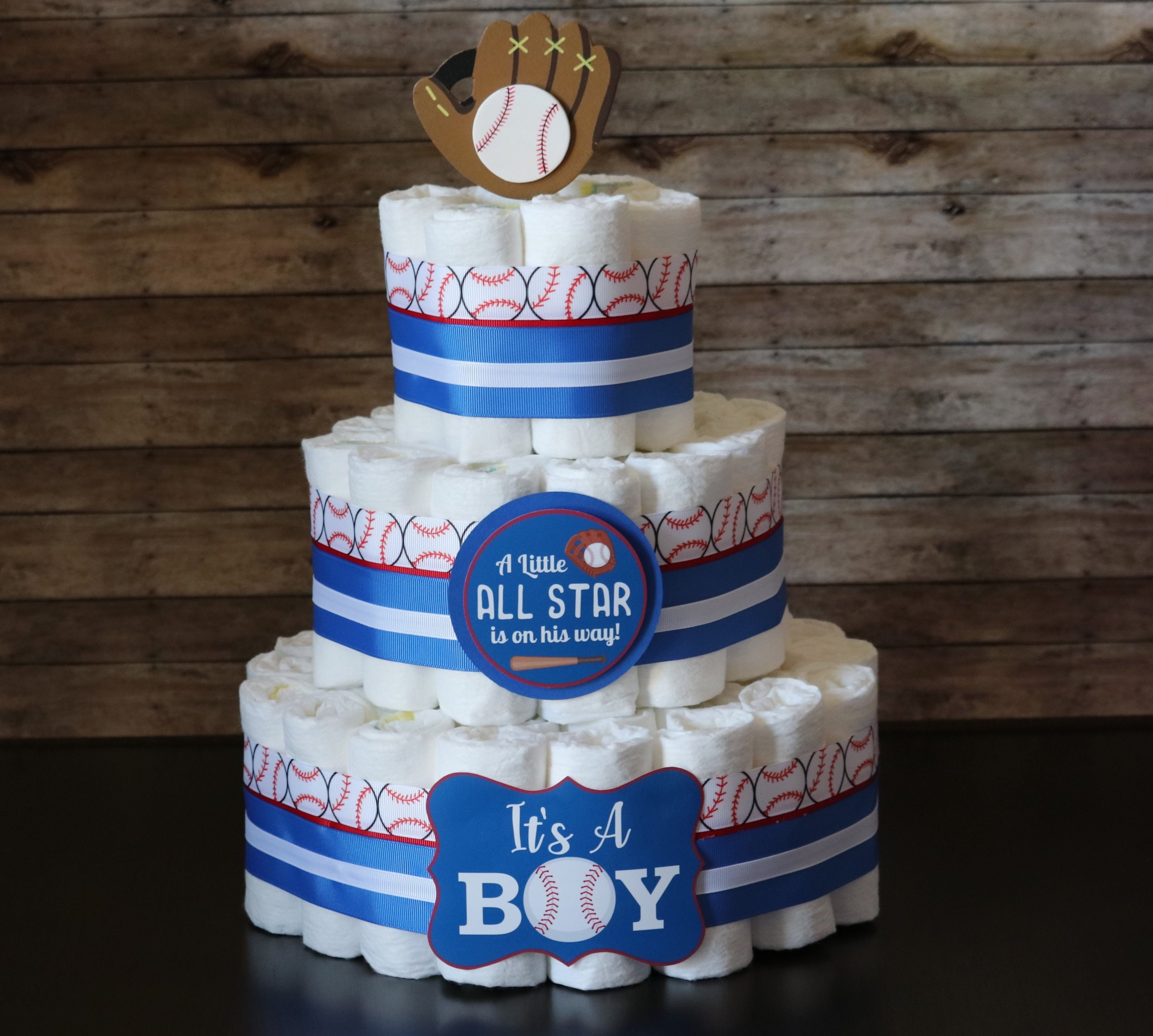 Baseball Diaper Cake Little Slugger Oh Boy Sports Diaper - Etsy