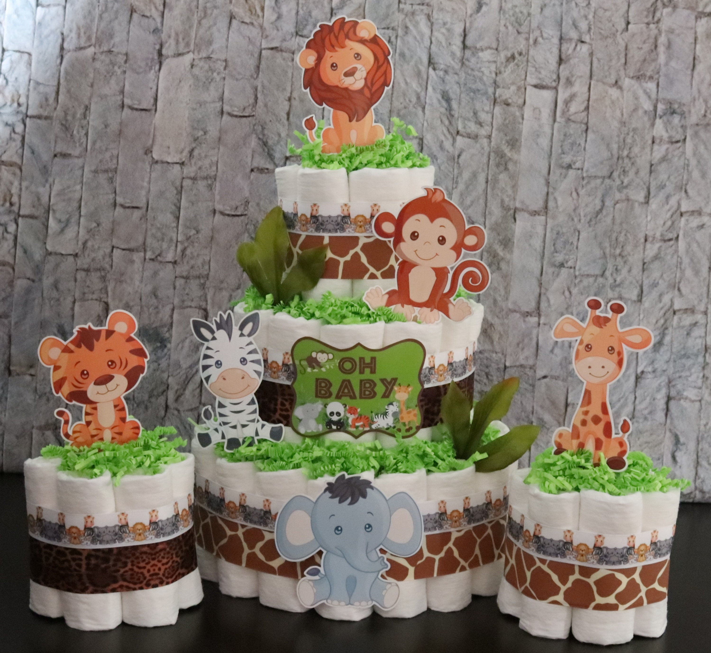 Safari Diaper Cake Safari Theme Baby Shower Monkey Baby Etsy France
