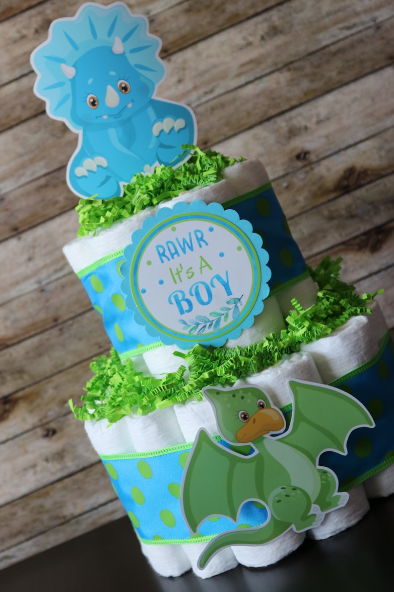 It's Boy/ Dinosaur diaper cake/ Dino baby Shower/ Gifts | Etsy