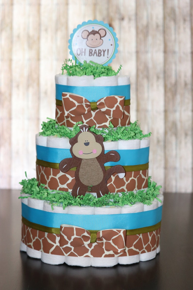 Safari Jungle Theme Baby Shower Monkey Baby Shower Diaper Etsy