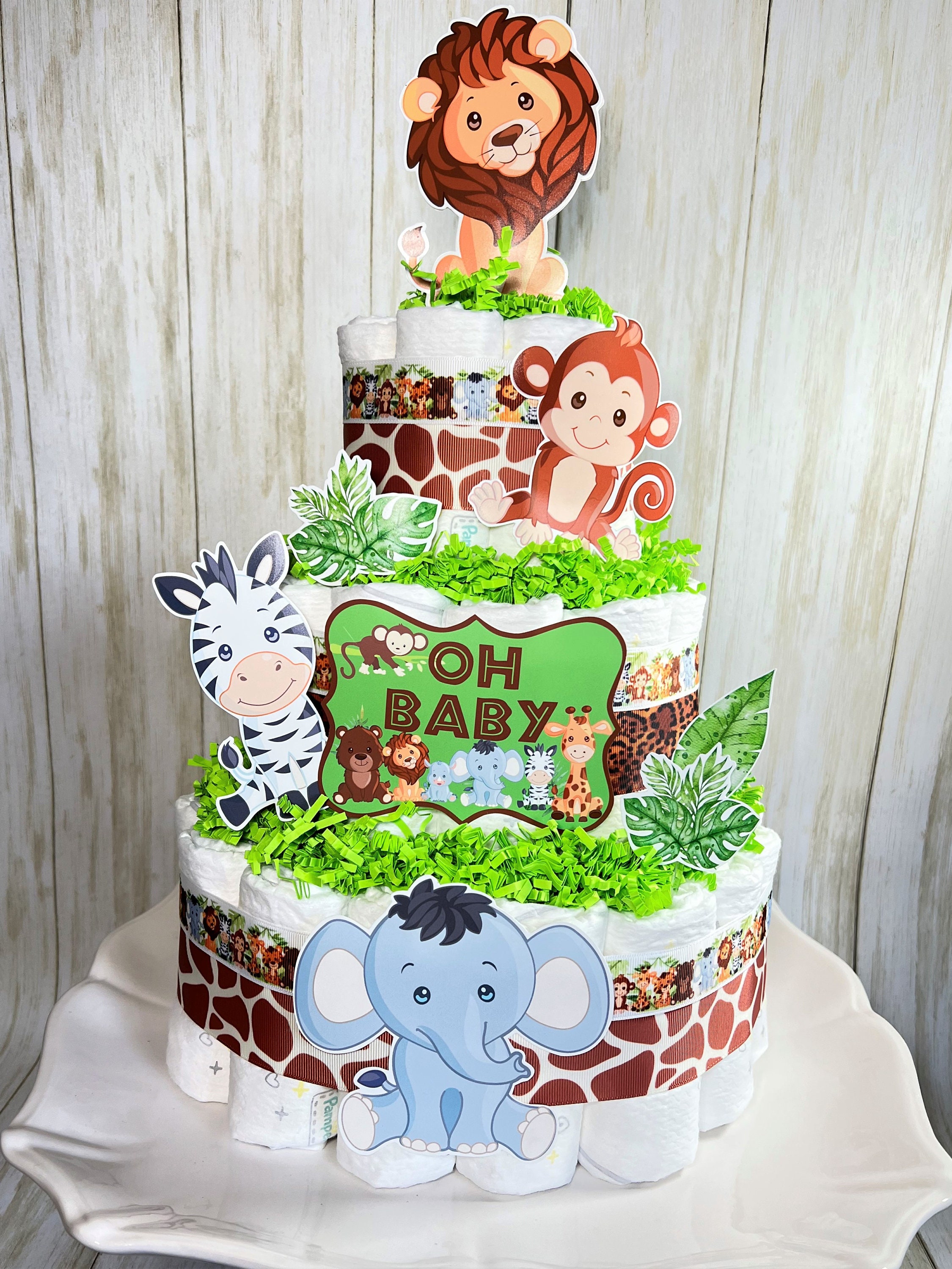 Safari Diaper Cake / Safari Theme Baby Shower/ Monkey Baby Etsy