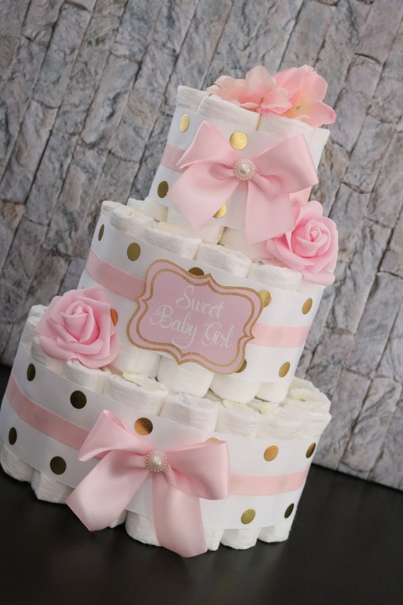 Baby Gift Diaper Cake It/'s a Girl Baby Shower