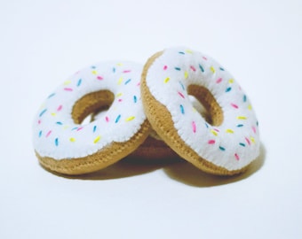 White Icing Catnip “Donut” with Tri-color Sprinkles