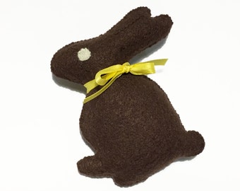 Chocolate Easter Bunny with Yellow Ribbon