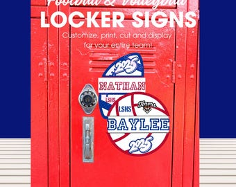 Personalized Sports Team Locker Sign: Football, Volleyball (Canva Template Bundle 2 FOR 1!)