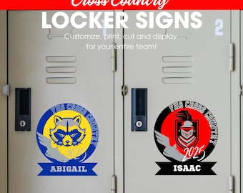 Cross Country Locker Cubby Hotel Room Name Tag Sign Decoração Editável