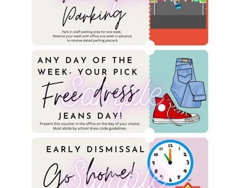 Coupons de récompense pour le moral des étudiants - pour les étudiants plus âgés - Modèle Canva modifiable