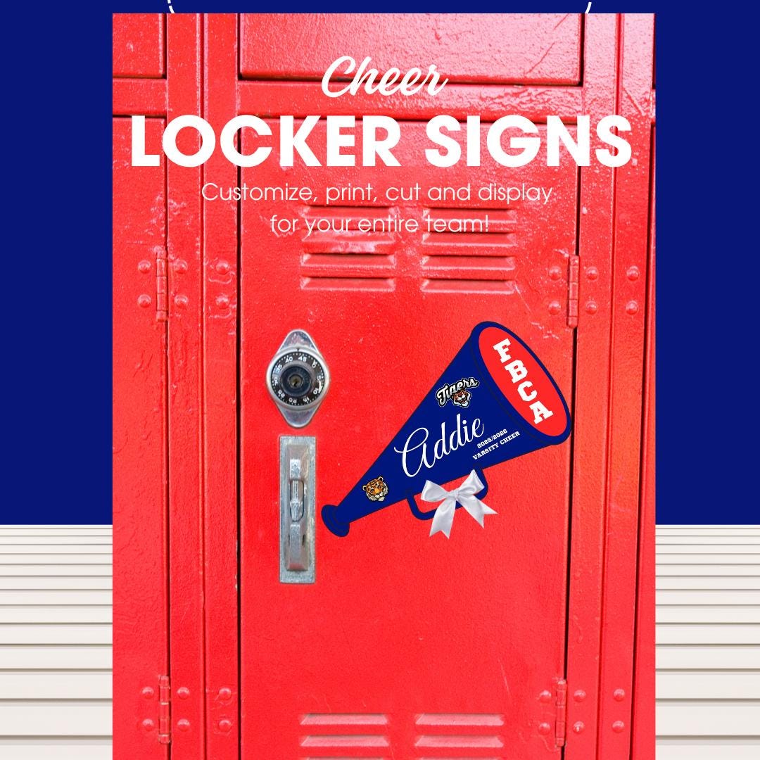 Cheer Locker Cubby Name Tag Sign Decoration Editable - Etsy