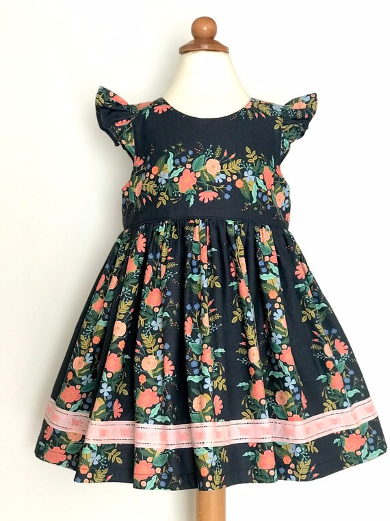 navy floral baby dress