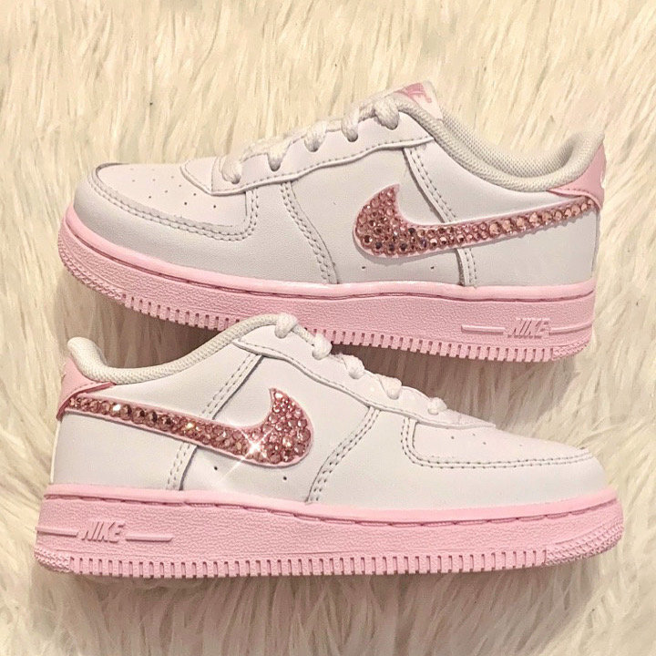 Kids Embellished Nike Air Force 1 Pink | Etsy