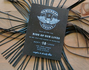 Téléchargement numérique - Invitation au mariage à moto noire Ride of Our Lives