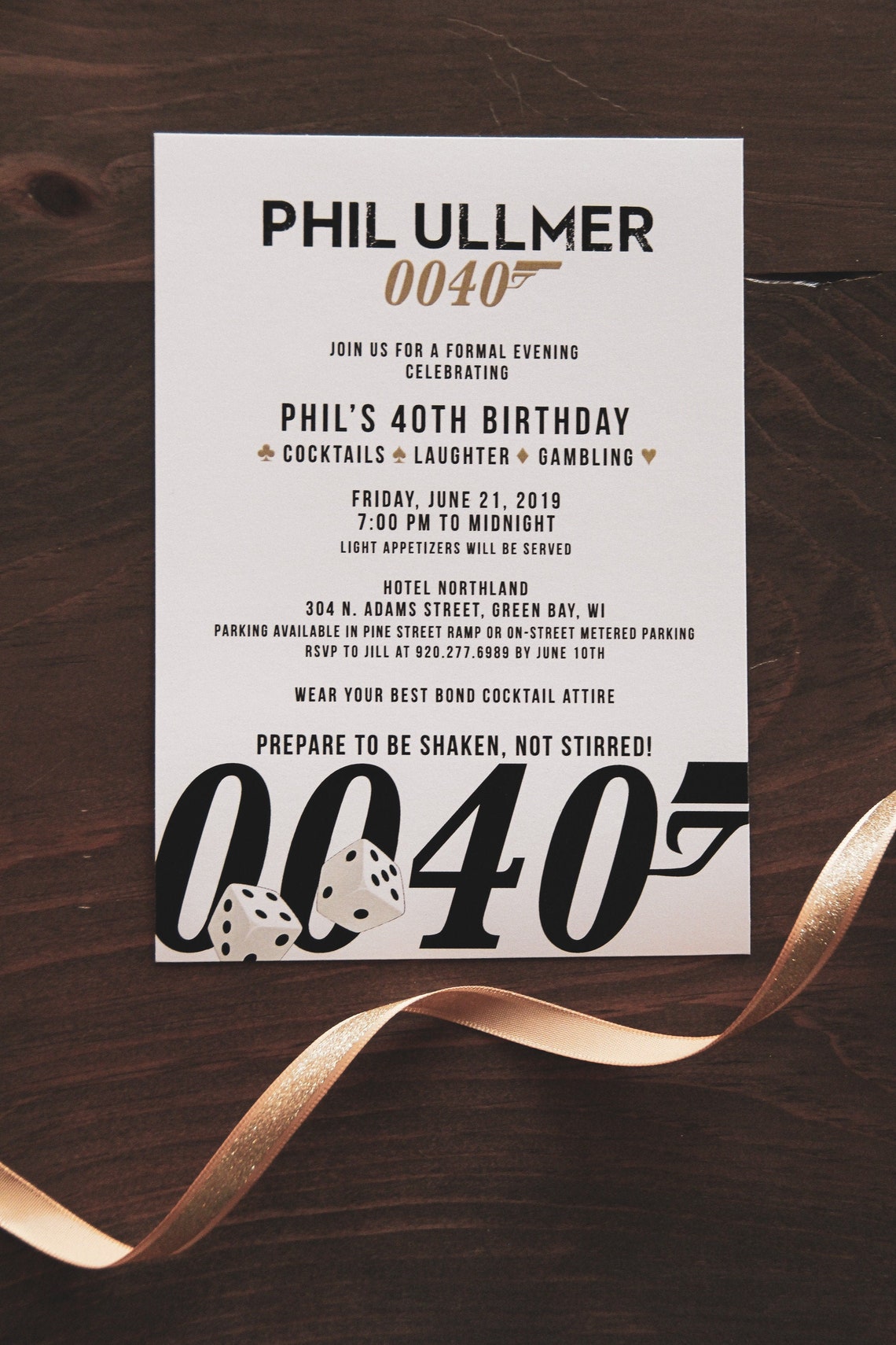 James Bond 007 Birthday Invitation Casino Themed Etsy