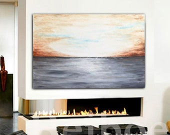 HUGE Landscape Abstract Painting original modern gray brown ocean oil painting large art 40 x 60 abstract xxl