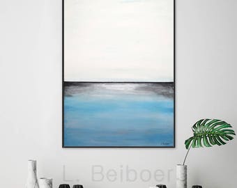 Original Abstract painting large landscape oil painting blue white seascape contemporary abstract art wall art artwork design