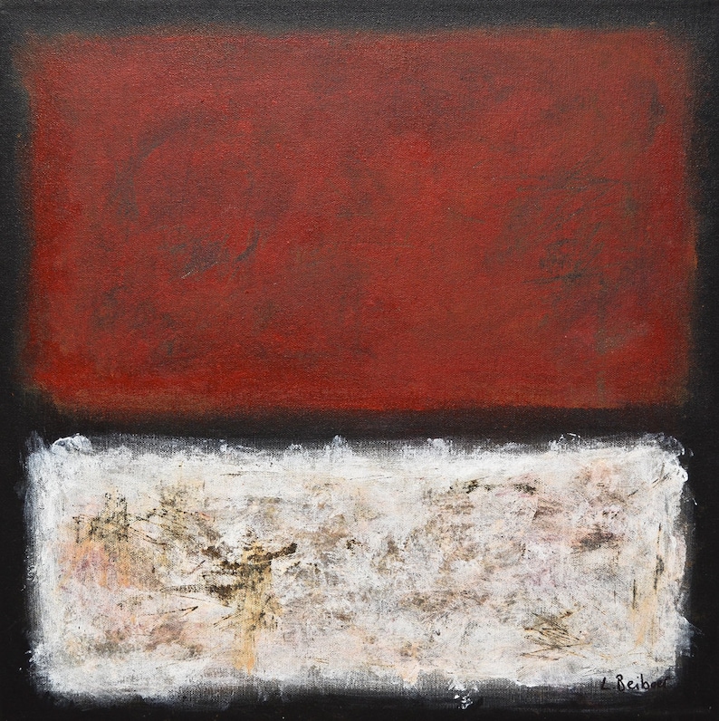 Original Abstract Painting Square Red White Modern Art Contemporary ...