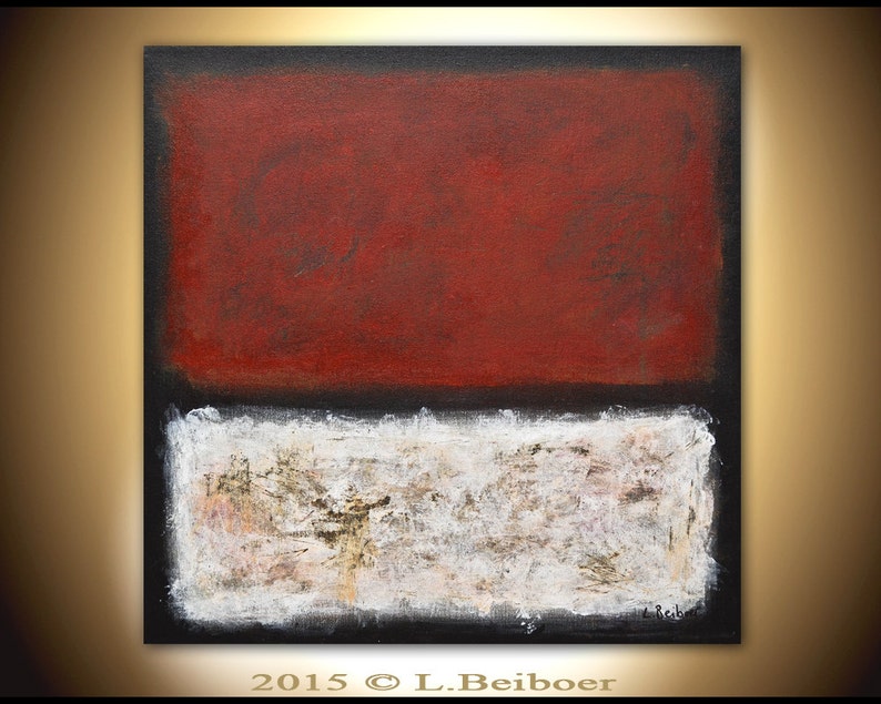 Original Abstract Painting Square Red White Modern Art Contemporary ...