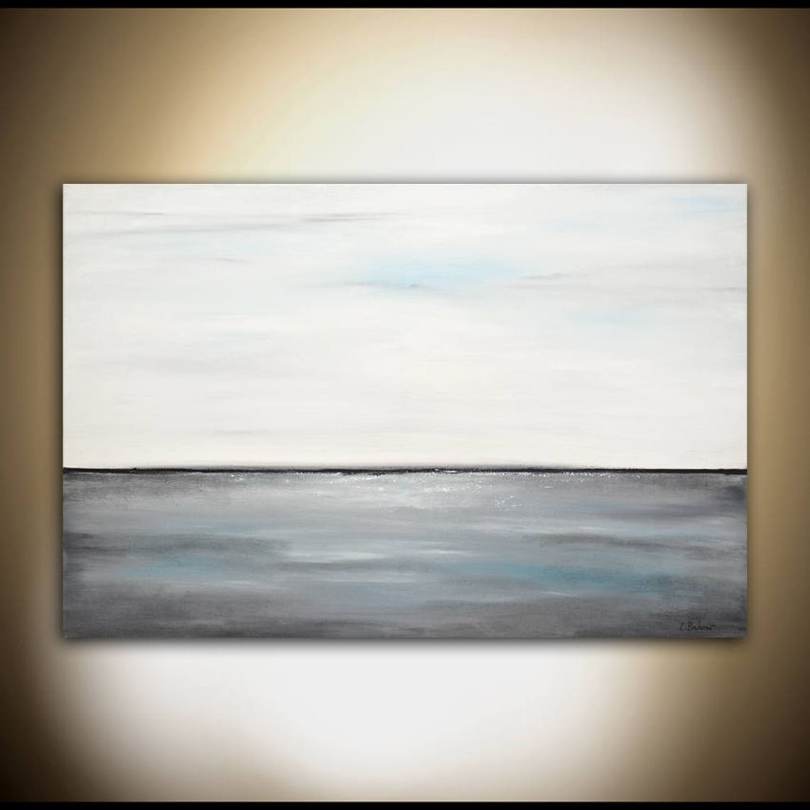 Large Original Landscape Painting Oil Painting White Gray Abstract Art