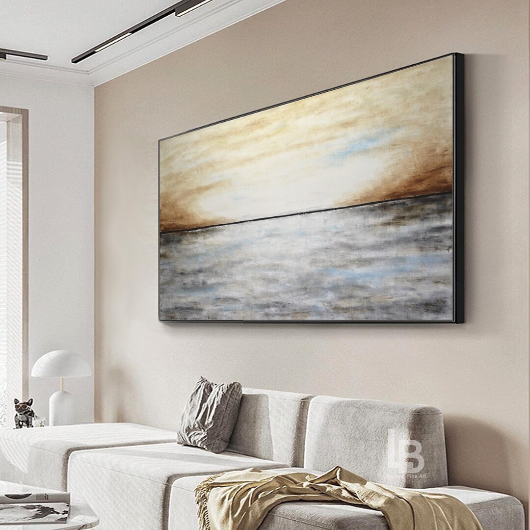 Large Landscape Abstract Painting Brown Gray Original Modern Wall Art ...