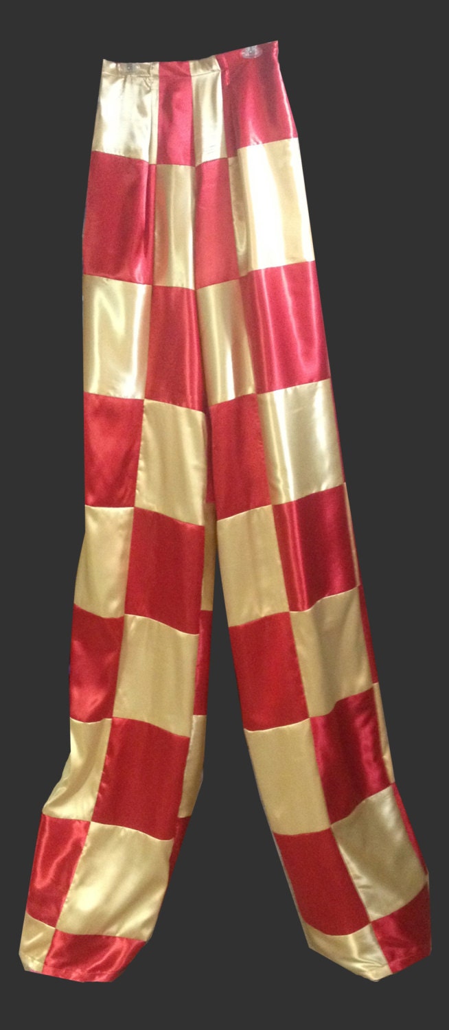Satin Harlequin Block Style Stilt Pants