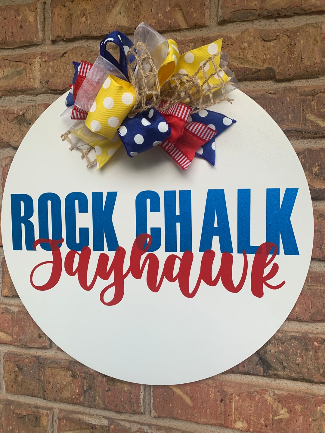 Rock Chalk Jayhawk Door Hanger University of Kansas Decor Etsy
