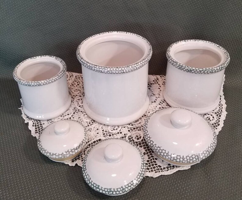 Green Heart Canister Set Vintage Ceramic Canisters Retro Etsy