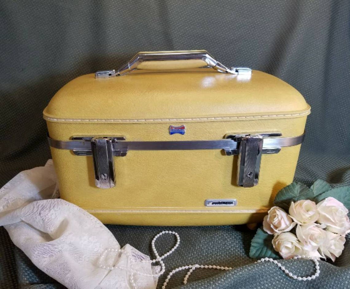 Vintage Train Case Yellow American Tourister Retro Personal Etsy