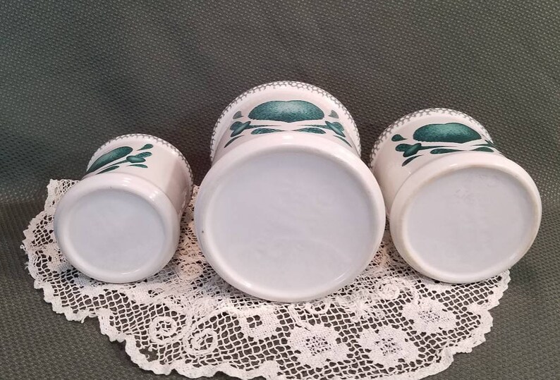 Green Heart Canister Set Vintage Ceramic Canisters Retro Etsy