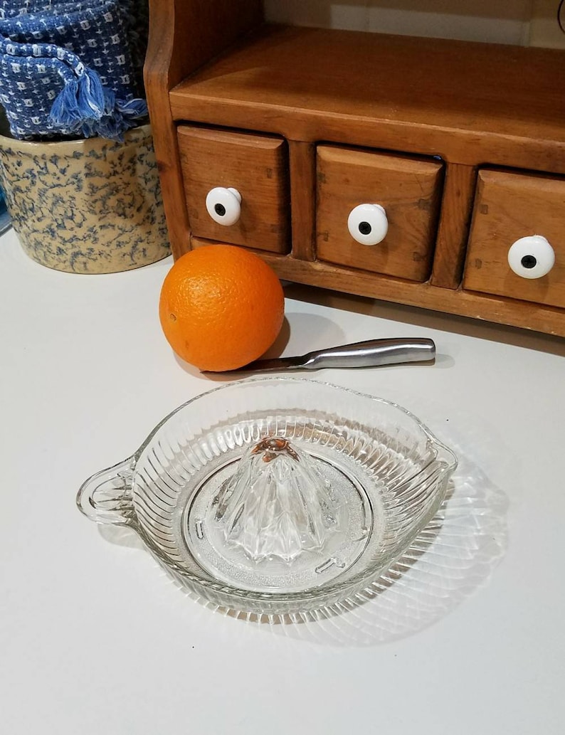 Vintage Clear Glass Manual Juicer Glass Hand Juicer Orange Etsy