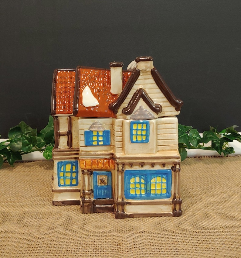 Vintage Ceramic Cookie Jar Unique House Shaped Cookie Jar Etsy