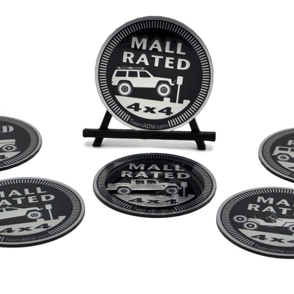 Mall Rated badges for Jeeps, Cherokee XJ, Gladiator JT, Wrangler JKu Cj, Wj, Zj - USA Made, Sold in pairs