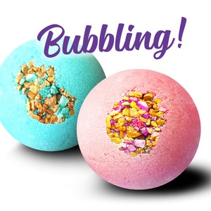Set of 2 BUBBLE Bath Bombs, Goat Milk Bath Bombs for Men, Bubbling Bath Truffles, Large Natural Bath Bombs, Soothing Bath Bombs Fizz