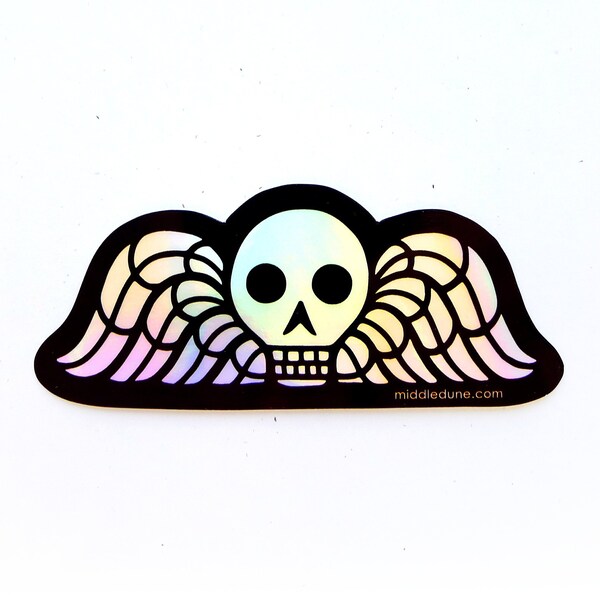 Holographic Memento Mori Sticker / Death's Head Gravestone Vinyl Sticker