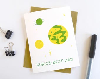 World's Best Dad Card / Hand Printed Father's Day Card / Screen Printed Card