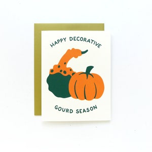 Decorative Gourd Card / Fall Thanksgiving Greeting Card / Hand Printed Card image 2