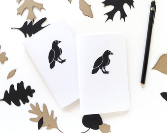 Crow Jotter Notebook / Bird Pocket Journal / Plain or Lined Paper