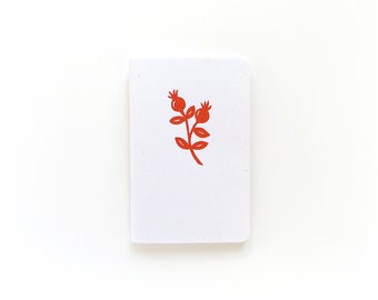 Rosehip Jotter Notebook / Floral Pocket Journal / Plain or Lined Paper