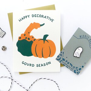 Decorative Gourd Card / Fall Thanksgiving Greeting Card / Hand Printed Card image 3
